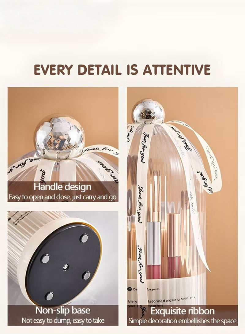 EETU 360 Rotating Desk Organizer,Rotatable Spinning Brush Holder,Dustproof Brush Organizer Dresser Desktop Holder For Daily Items - Image 5